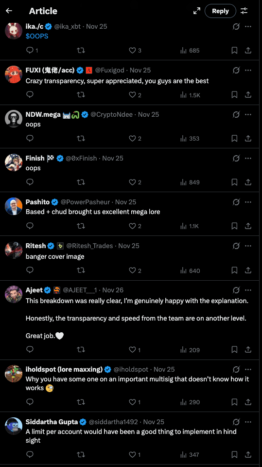 MegaETH announcing full refunds — execution was sloppy and expectations were not aligned with the goal of preloading collateral for 1-to-1 USDm conversion — 878K views